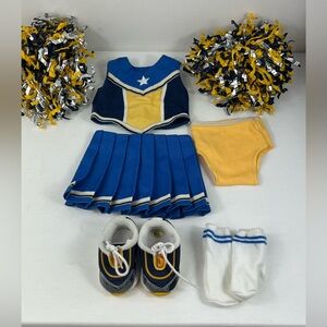 American Girl Doll Cheerleader Outfit Uniform PomPoms Shoes Socks For 18” AGD